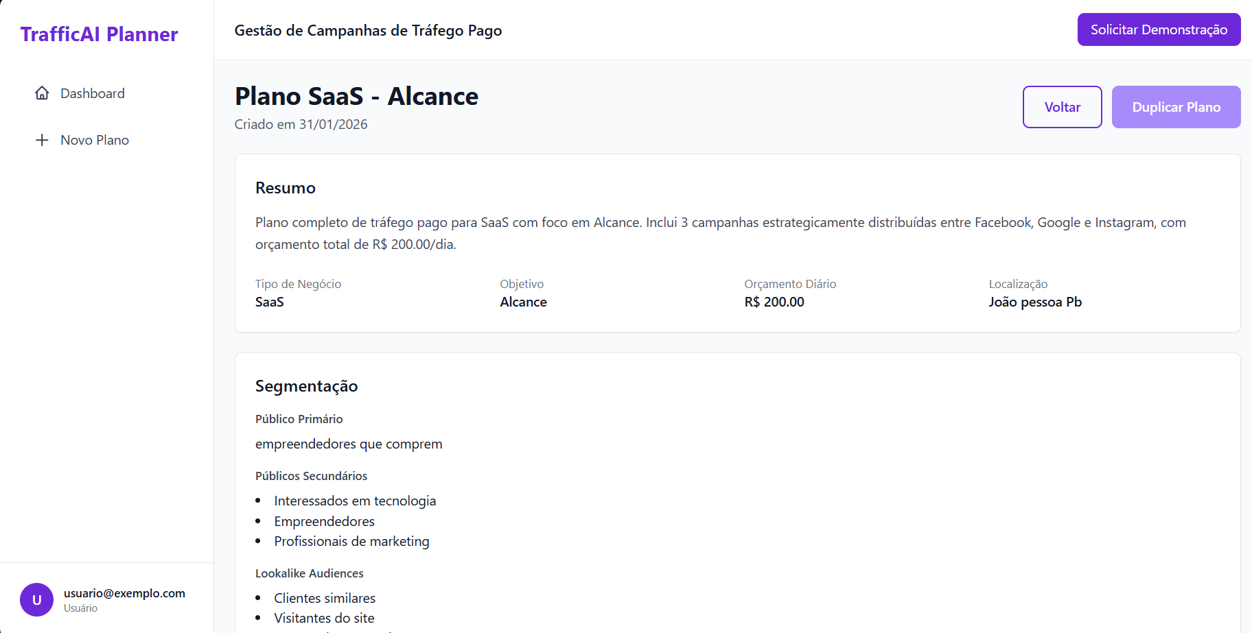 SaaS de Tráfego Pago - Performance em Tempo Real